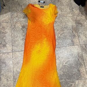 Vibrant Orange and Yellow Maxi Dress